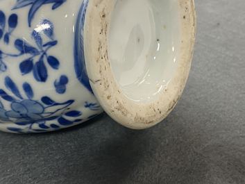 A Chinese blue and white two-spouted oil and vinegar bottle, Kangxi